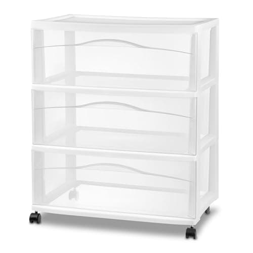 Sterilite 3 Drawer Wide Cart