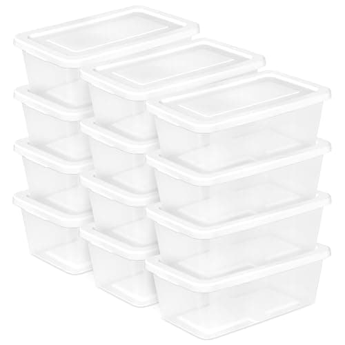 Sterilite 6 Quart Stackable Storage Boxes, 12-Pack