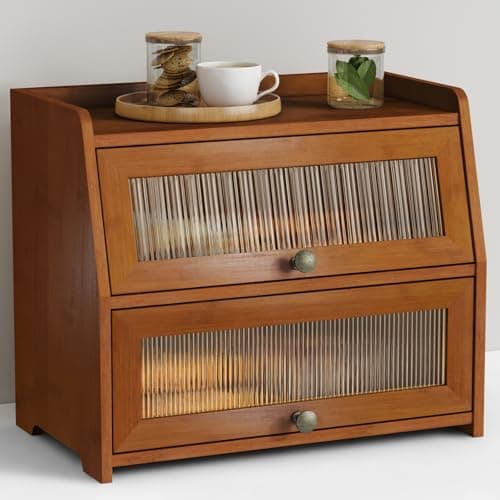 Goozii Two-Tier Wooden Bread Box, Extra Large