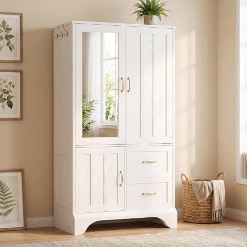 LIKIMIO 3-Door Armoire Wardrobe with Mirror