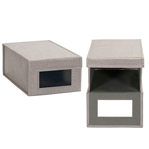 Household Essentials Drop-Front Shoe Box with Clear Panel, Set of 2