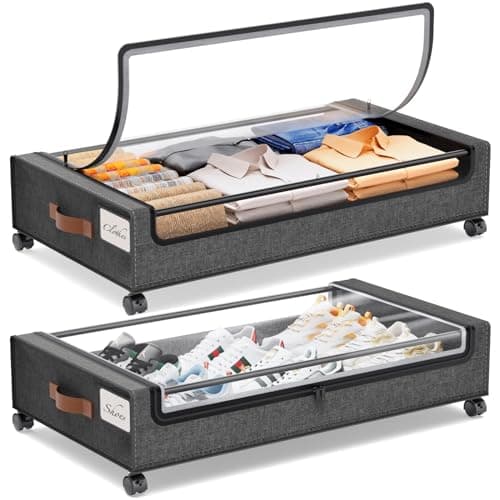 Yecaye Under-Bed Storage with Wheels, 2-Pack