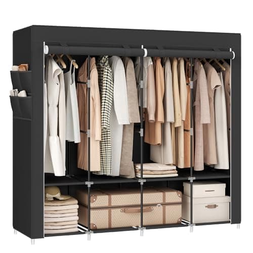 SONGMICS Portable Closet with Cover, 4 Hanging Rods