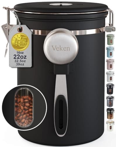 Veken Stainless Steel Coffee Canister with Window, 22 oz