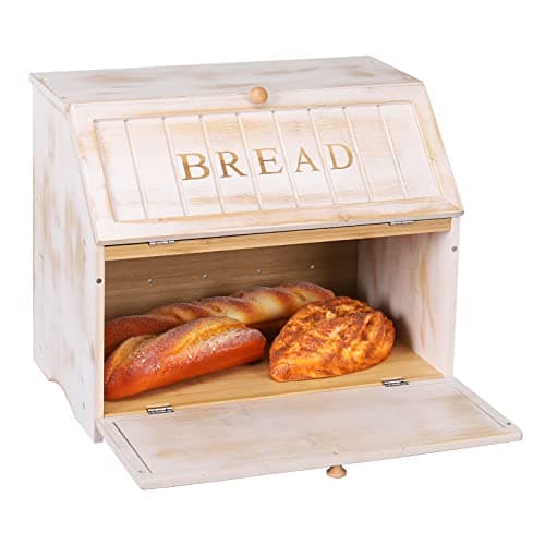 HOMEKOKO Vintage Double Layer Farmhouse Bread Box