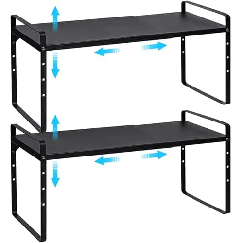 X-cosrack Expandable Cabinet Shelf, Adjustable Height, 2-Pack