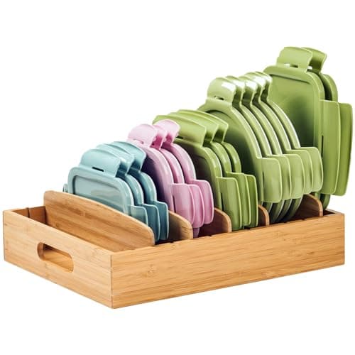 Umilife Large Bamboo Container Lid Organizer