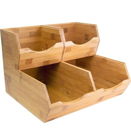 HOMESTEAD Stackable Bamboo Pantry Bins, 3-Pack
