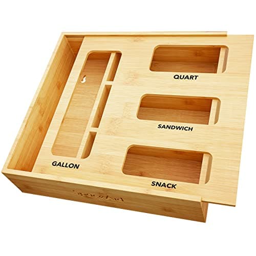 SpaceAid Bamboo Bag Storage Organizer, 4 Slots