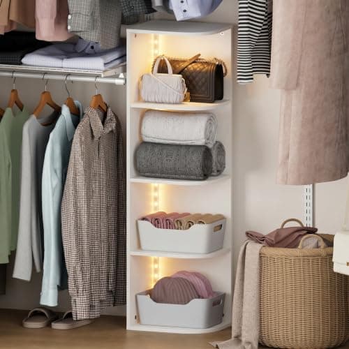Furinno PASIR 4-Tier Corner Closet Organizer with LED