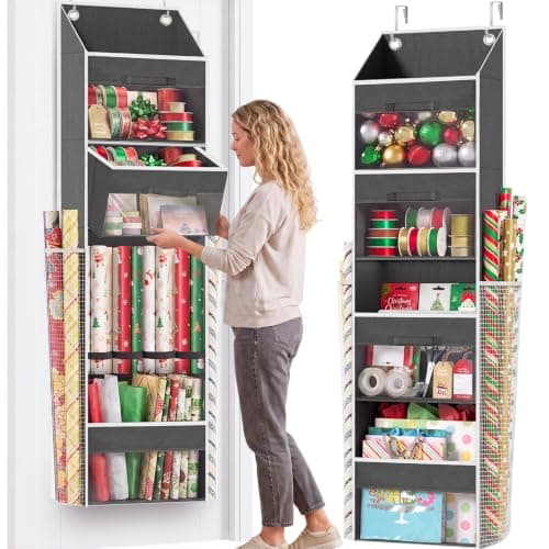 Ofiray-home Over-Door Wrapping Paper Organizer with Drawers