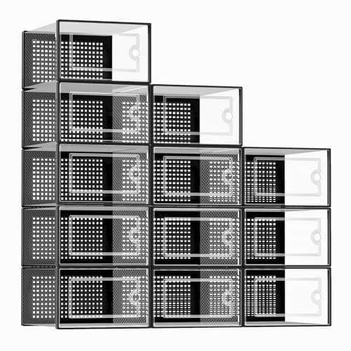 Kuject X-Large Clear Shoe Storage Boxes, 12-Pack