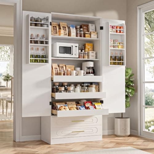 Gyfimoie 66 in Kitchen Pantry Cabinet with Pull-Out Shelves