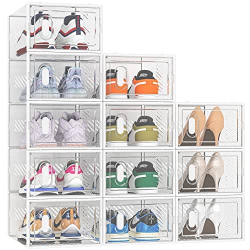 SIMPDIY Clear Stackable Shoe Boxes, 12-Pack