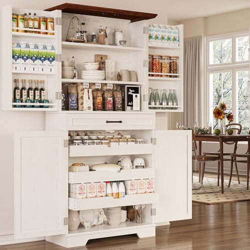 IRONCK 72 in Kitchen Pantry Cabinet with Sliding Racks