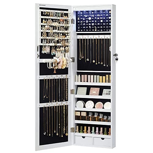 SONGMICS Mirrored Jewelry Cabinet, Wall or Door Mounted