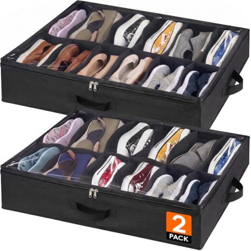 Lifewit Under-Bed Shoe Organizer, 4.3 in Profile, 2-Pack