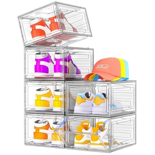 7 code Thick Clear Shoe Organizer with Magnetic Door, 6-Pack
