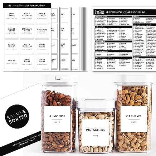 SAVVY & SORTED 180 Waterproof Vinyl Pantry Labels
