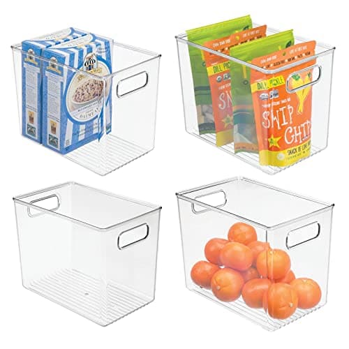 mDesign Clear Plastic Pantry Bins with Handles