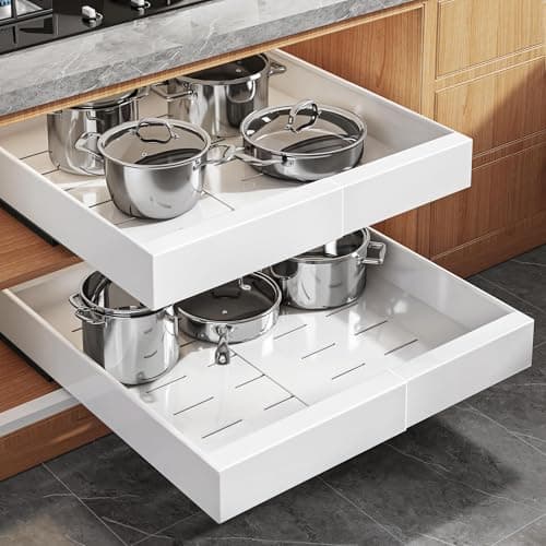 Seinloes Expandable Pull-Out Organizer with Raising Pads, 2-Pack
