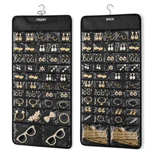FOREGOER Hanging Jewelry Organizer, 88 Zippered Pockets