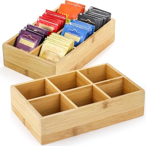 Dicunoy Bamboo Tea Bag Organizers, 2-Pack