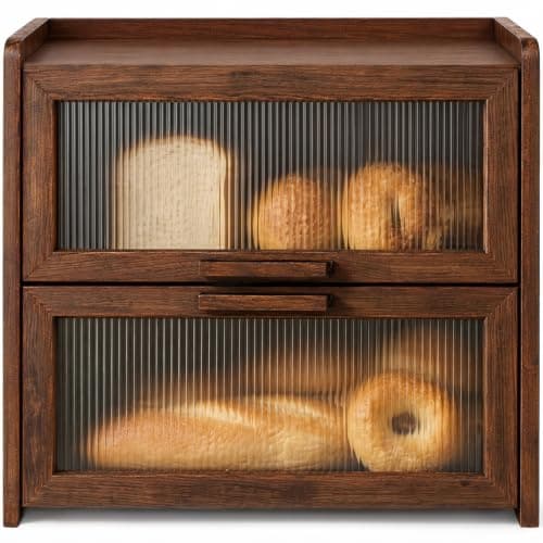 Kitsure Two-Layer Wooden Bread Box