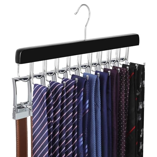 TOPIA HANGER 2-in-1 Belt and Tie Hanger, 20 Hooks