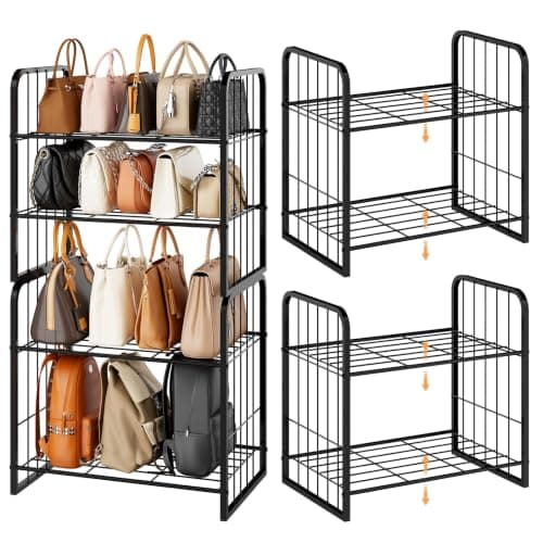 HapiRm Adjustable Purse Rack, 4 Tiers