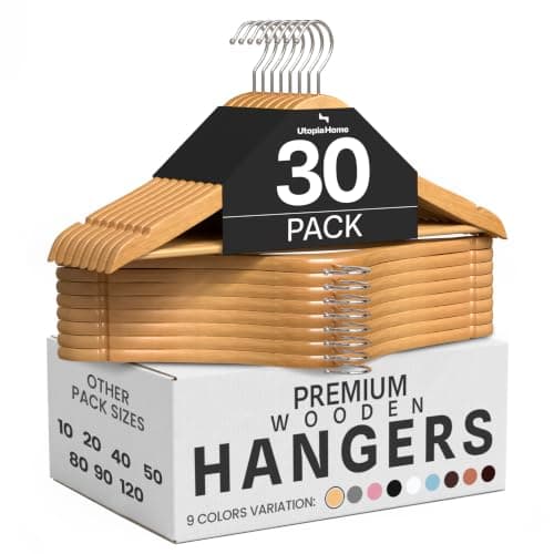 Utopia Home Wooden Suit Hangers with Contoured Shoulders